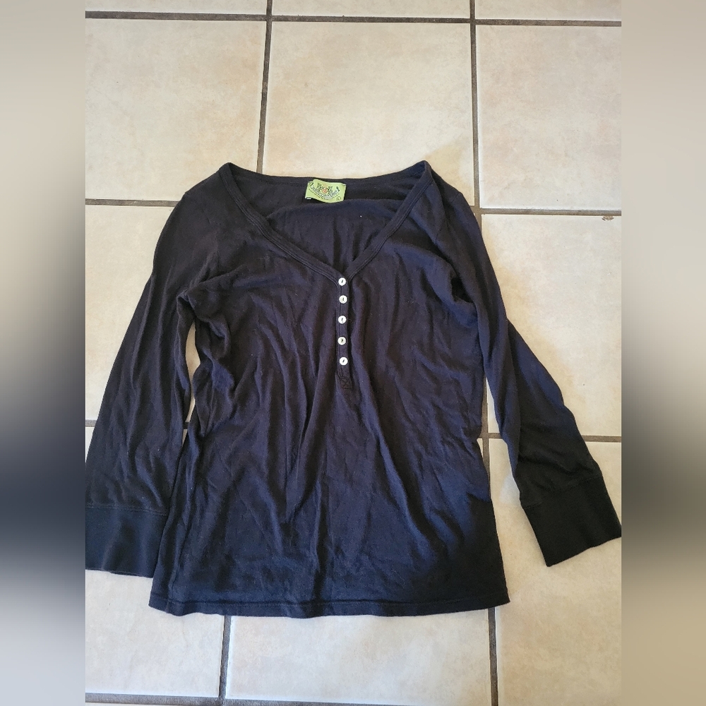 Juicy Couture Black Long Sleeve V-Neck Top
